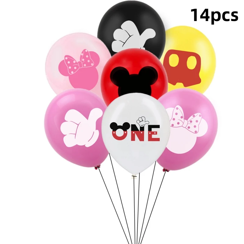 12/14 pieces/set Disney Minnie Mouse printed latex balloon Mickey Mouse themed party decoration birthday balloon scene decoratio