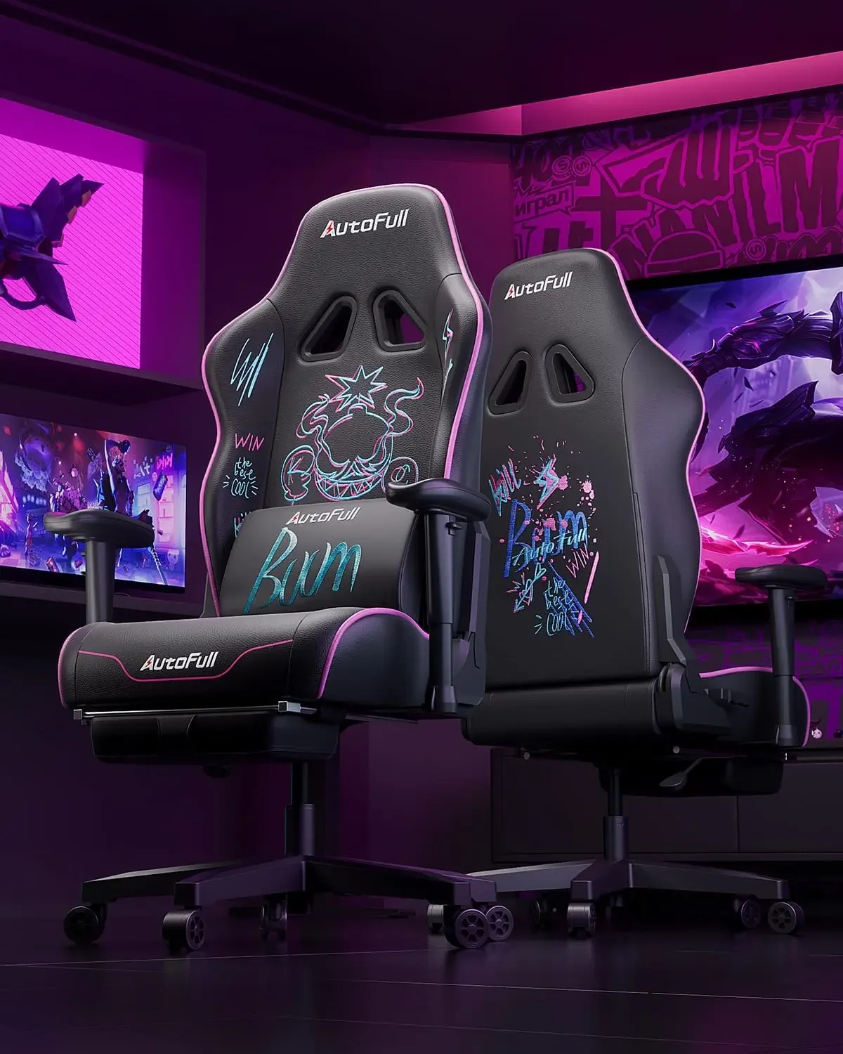 

Gaming Chair, Ergonomic Wingless Cushion Computer PU Leather Racing Style Office Chair with Lumbar Support Pillow and Footrest,