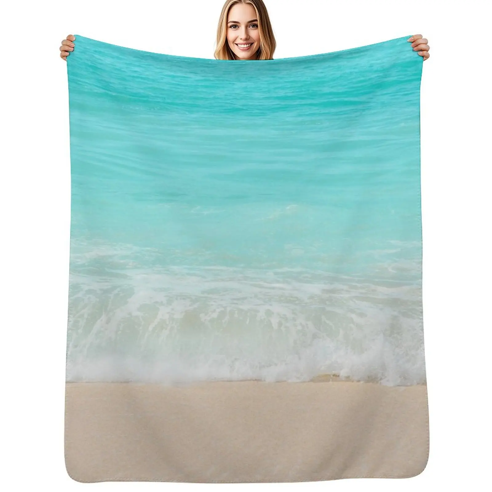 Bright Blue Calm Ocean Shore Throw Blanket Thins Quilt Luxury Throw Thermal Hairy cosplay anime Blankets