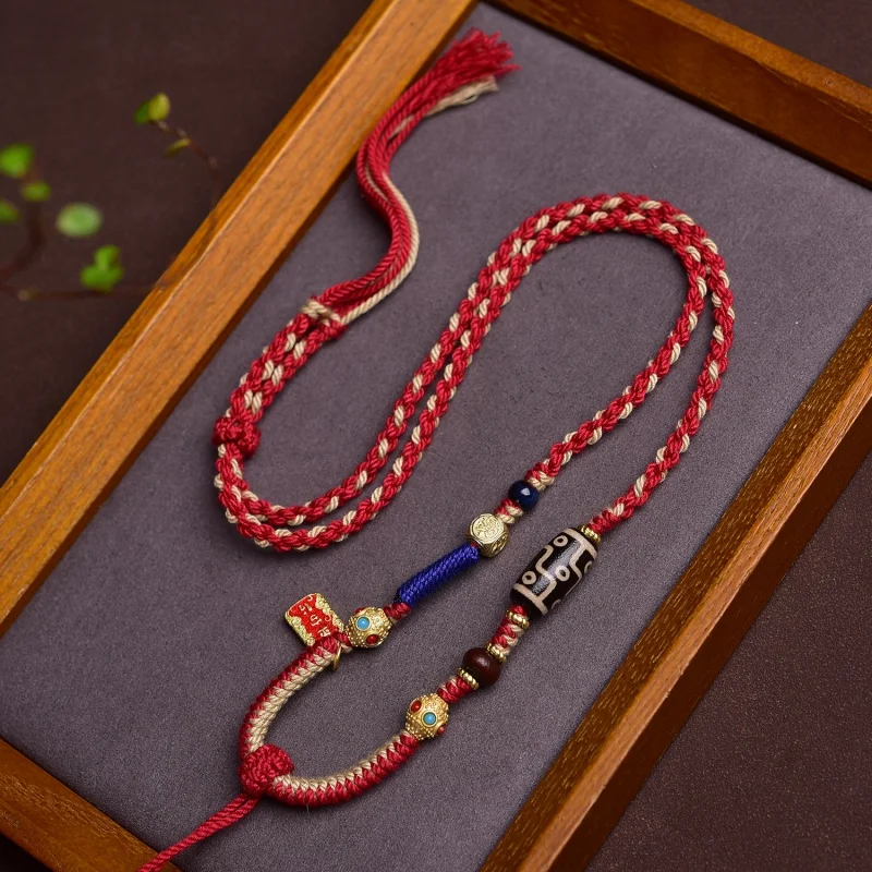 

Tibetan High-End Cotton String Necklace Rope Thangka Amulet Beeswax Tibet Beads Lanyard/Pendant Rope Handmade Braid Rope Ethnic