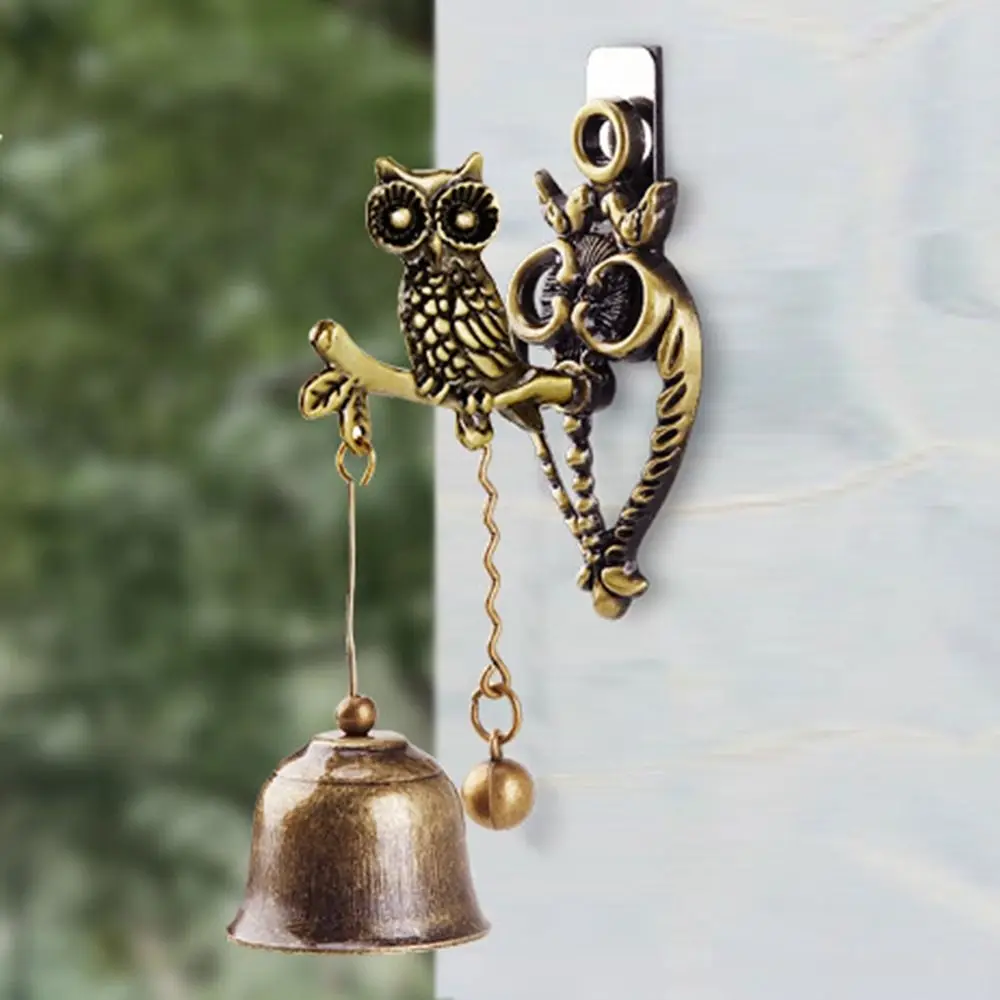 Retro Yard  Decoration Mascot Owl shape Elephant Home Decoration Wall Hanging Ornaments Animal Doorbell Wind Chime Metal Bell