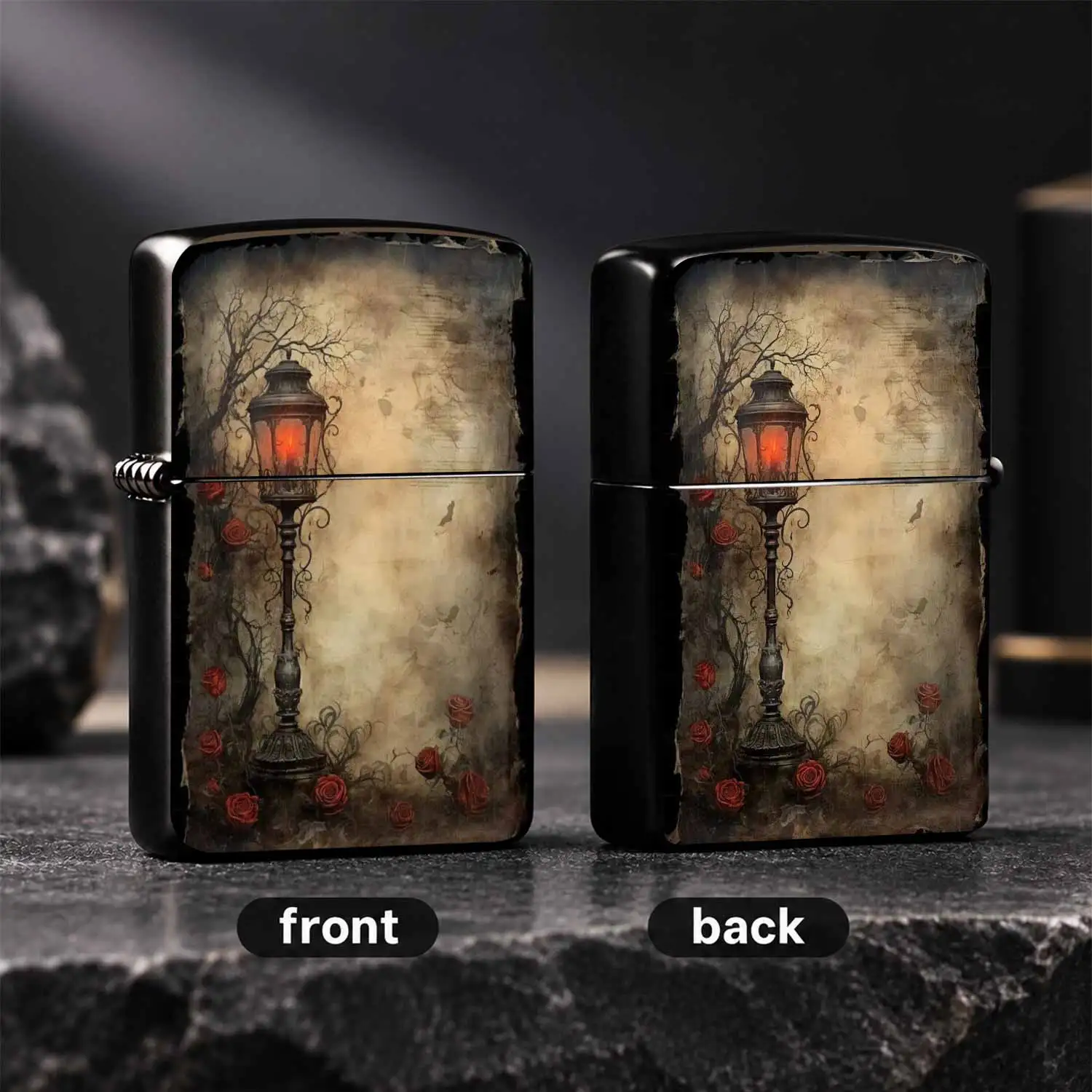 Vintage Gothic Street Lamp Red Rose Decorative Lighter, Retro Aged Artistic Atmosphere Portable Ignition Tool, Suitable For Outdoor Home Daily Multi Scenarios, Exquisite Unique Creative Practical Personalized Present For Different Occasions