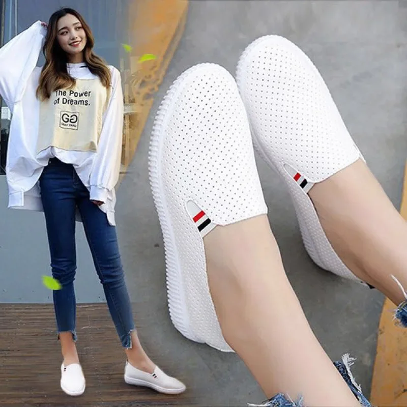 Dames Sneakers Witte Flats Uitgesneden Dames Loafers Pu Lederen Instappers Lage Hakken Casual Schoenen Espadrilles Dames Schoenen