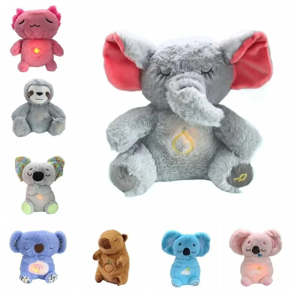 Plush Pillow Elephant Baby Breath Koala Toy Simulation Capybara Soothing Plush Toy Rhythmic Stuffed Sound Sleeping Doll Kids Toy