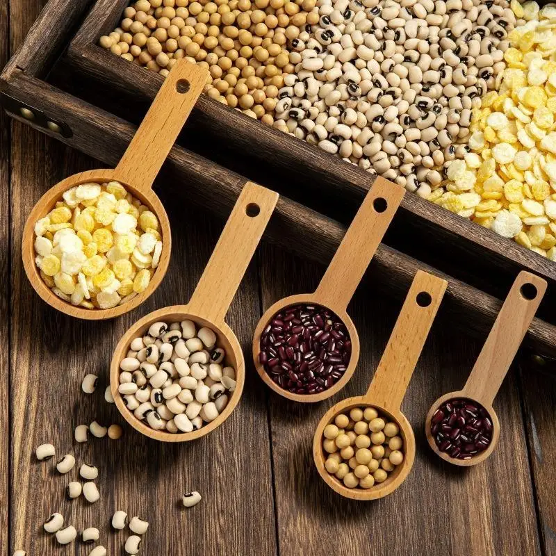 Coffee Measuring Scoop Natural Beech Wood Coffee Bean Scoop Tea Scoop Multi-Purpose Kitchen Cafe Teahouse Measuring Spoon