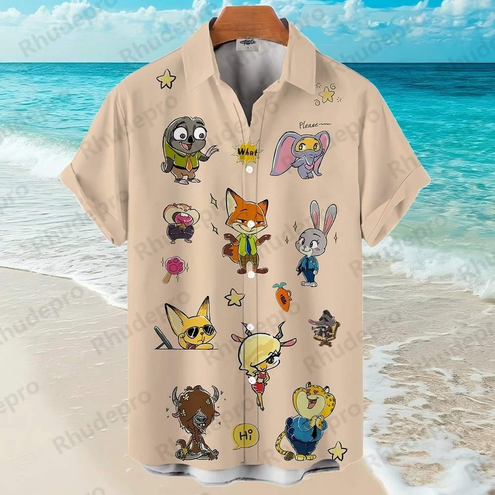 

Disney 2025 New 3d Shirts Mens Zootopia Street Cute Cartoon 3d Printed Shirts Mens Casual Fashion Shirts Ropa De Hombres