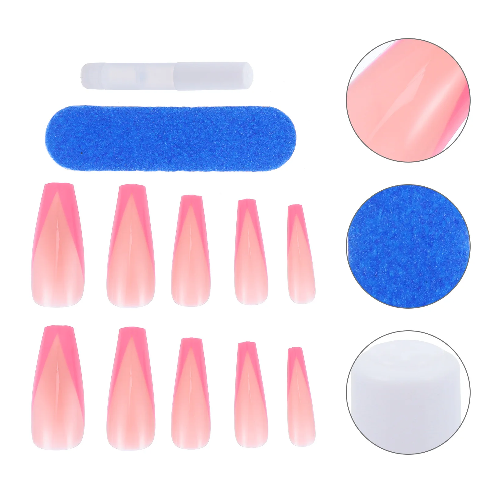 

2Sets Full Cover French Fake Nails Long Ballerina Coffin False Nails DIY Home Manicure False Nail Ballet Fake Nail