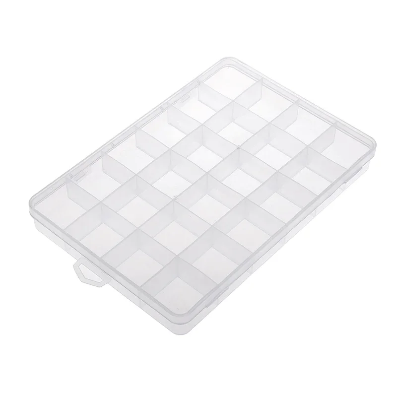 24 Grid Rectangle Plastic Jewelry Box Compartment Storage Box Case Jewelry Earring Bead Craft Display Container Organizer