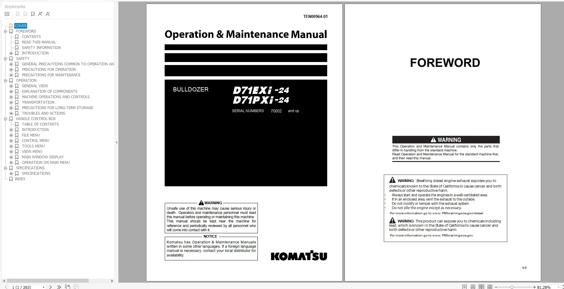 

Руководство по магазину PDF Komatsu Dozers 2022, 3,07 ГБ, схема обслуживания и схемы оператора