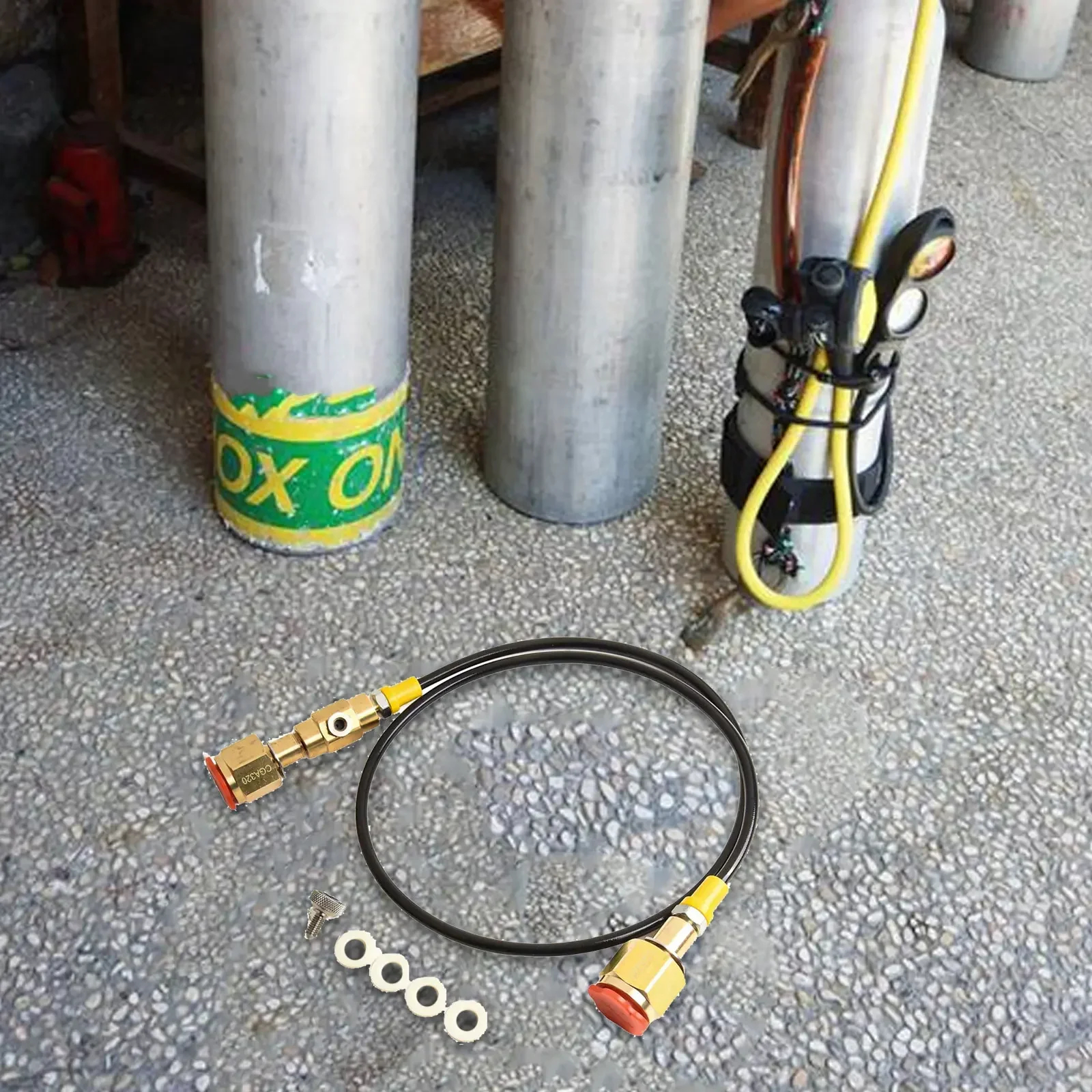 

Big Tank Refill Station Charging Adaptor Transfer 36Inch Hose CGA320 TO CGA320 Heavy Duty Connector With Hose And Vent Valve