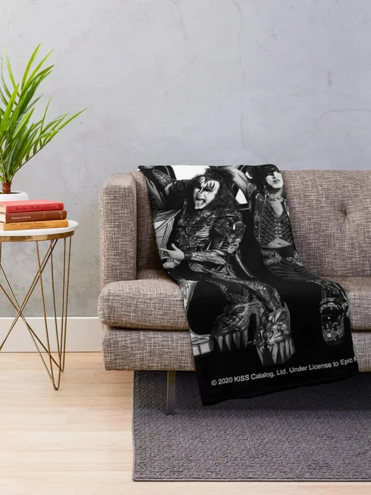 KISS ? The Band - Full Black and White Throw Blanket Soft Beds cosplay anime Thermal For Sofa Thin Blankets