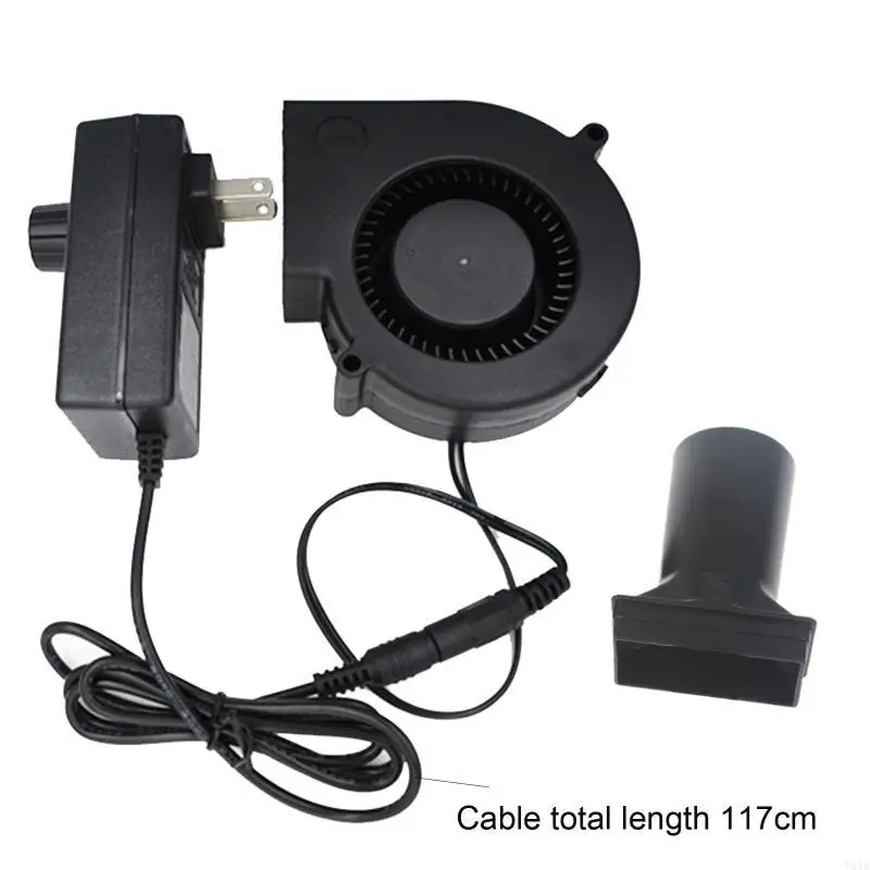 Y51B 12V BBQ Fan with AC 100-240V Variable Speed Controller Adapter