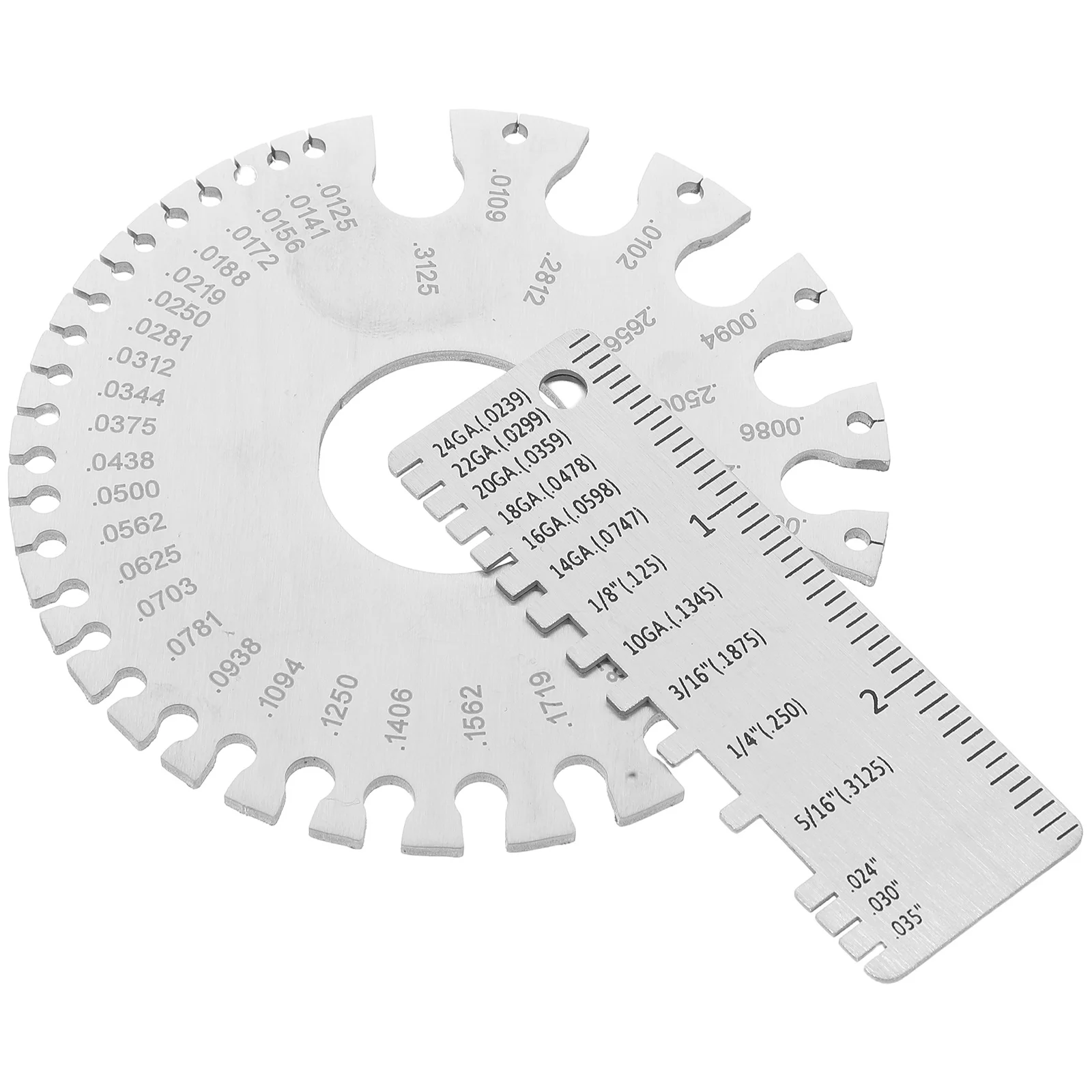 

2Pcs Wire Gauge Measuring Tools Stainless Steel Dual Sided Round Thickness Gauge Wire Size Measuring Tool for Welding Metal