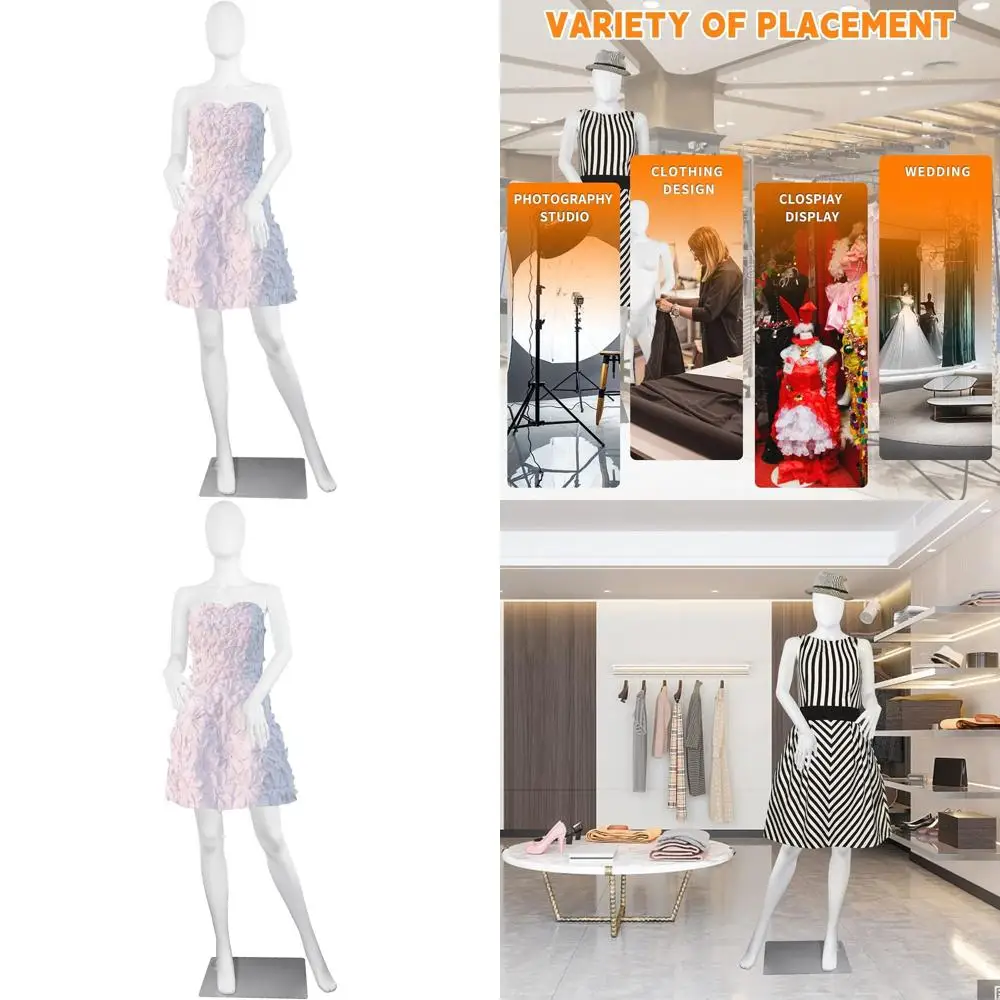 

69 Adjustable Female Mannequin with Detachable Plastic Body and Metal Base