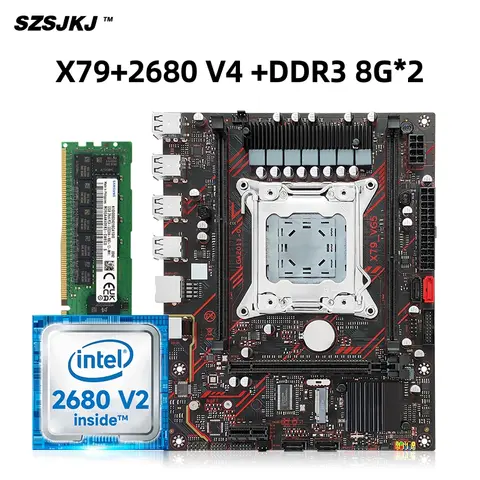 Bilashmart SZSJKJ X79 VG5 Motherboard Kit LGA-2011 Slot M.2 NVME SATA 2.0 With Intel Xeon E5 2680 V2 CPU Processor & DDR3 8G*2 RAM Memory