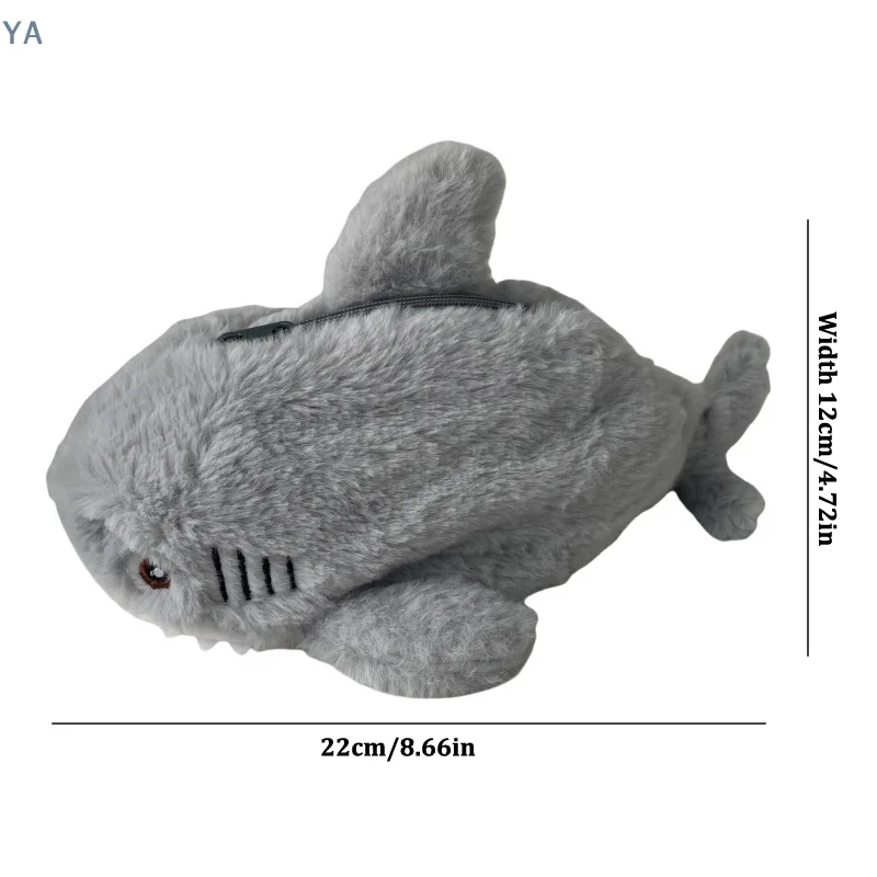 

[Y]Cute Plush Ocean Shark Pencil Case Cosmetic Bag Portable Large Capacity Pen Pouch Stationery Storage Box School Supplies