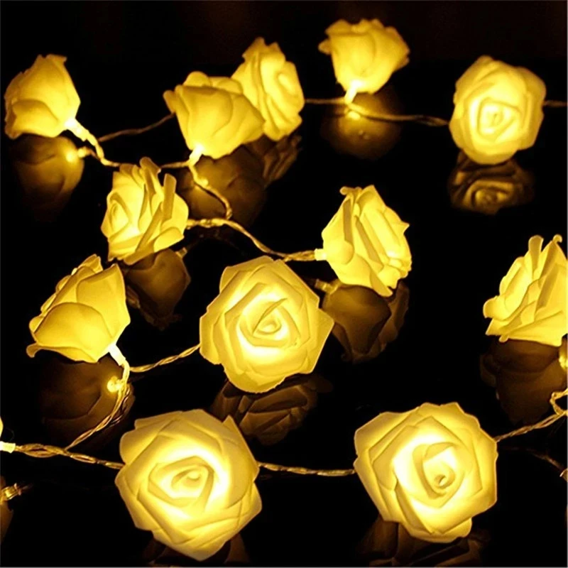 20 LEDs Rose Blume Girlande LED Lichter Lichterketten Weihnachten Innendekorationen für Zuhause Valentinstag Lichterkette