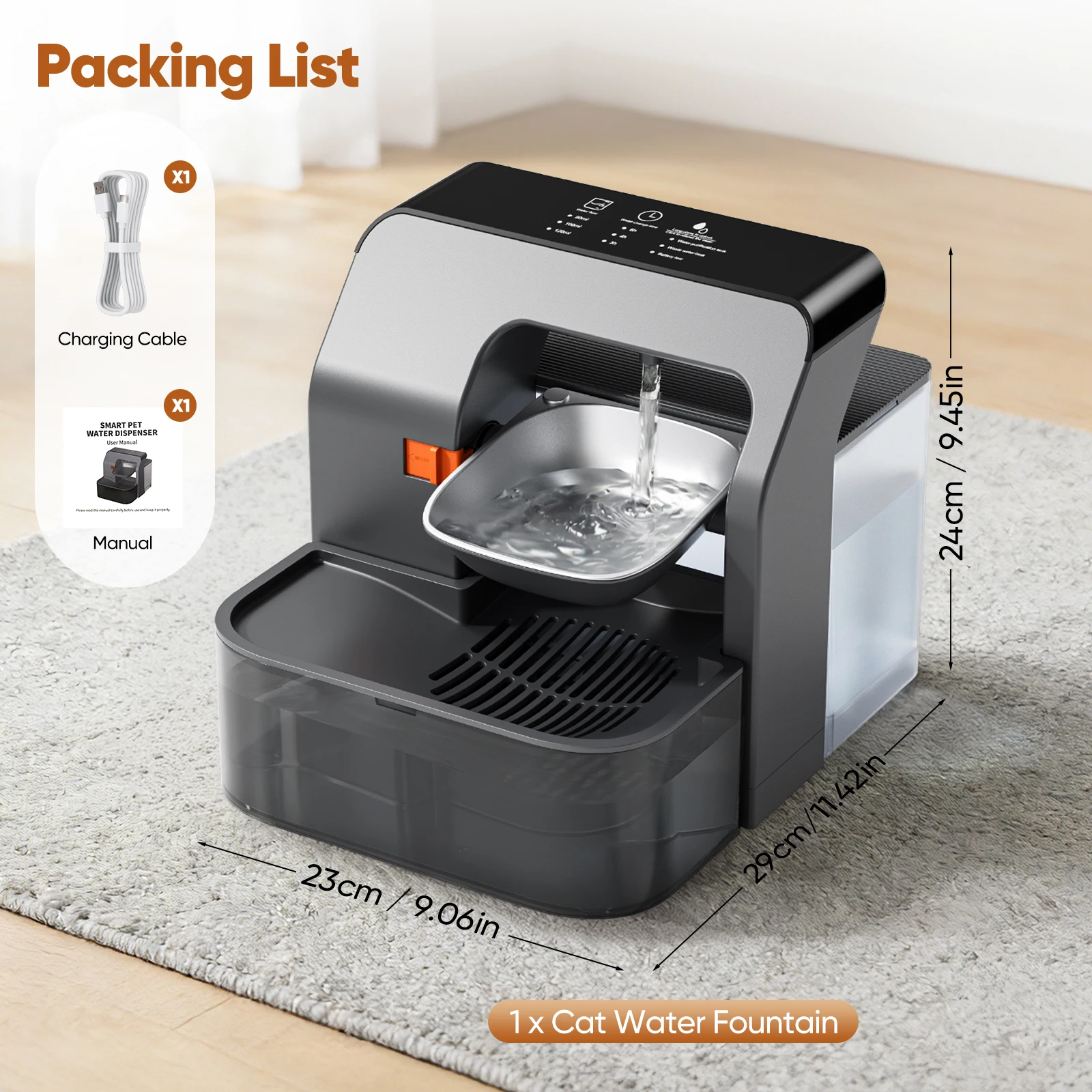 Factory Direct 2026 3.2L Smart Dump Pet Water Dispenser Remote Control Automatic Wireless Water Drinker Cat Water Feeder Kitten