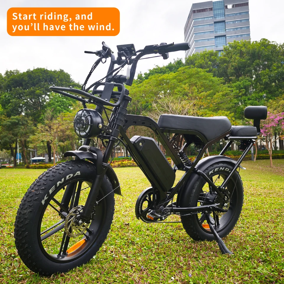 X80 Pro Adult Ebike, 1000W Motor, 20-inch Fat Tire Electric Bicycle, Hydraulic Brakes, 7-Speed ​​Transmission, 48V 15Ah Long Range, All-Terrain Off-Road Electric Bicycle, Front and Rear Suspension, Anti-Theft Alarm image 7
