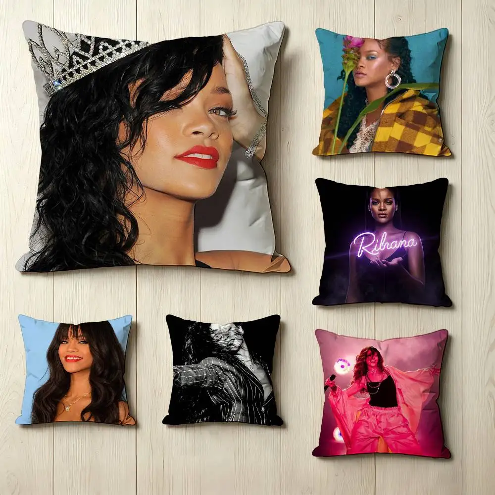 

Pop singer R-Rihanna Pillow Case Square Double-Sided Sofa Cushion Cover Bedroom Bedside Pillow