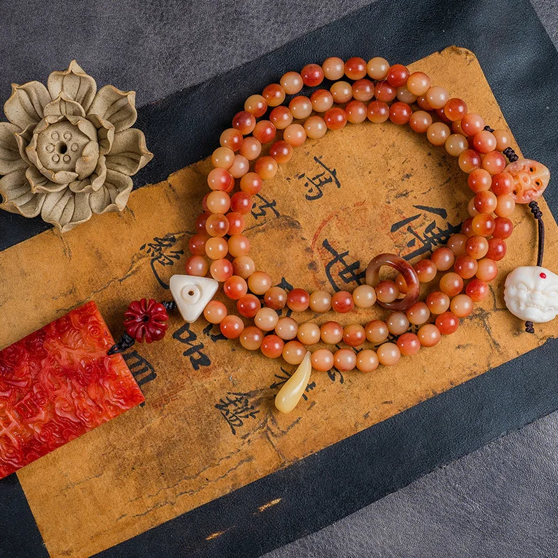 

108 PCs Ox Half Blood Buddha Beads Bone Elephant God Crocker Heart Tee Accessories Rosary Who