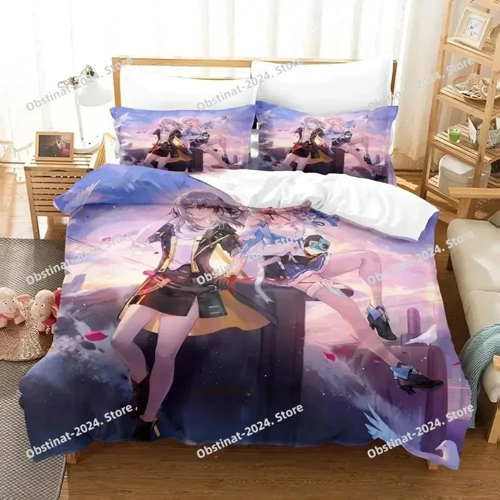 Anime Honkai Star Rail Bedding Set Printed single Comforter Quilt Bed Cover Duvet Cover Pillow Case 3 Pieces Set Kids Adult Size