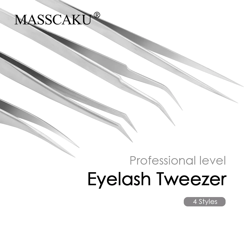 

Custom Private Label Silver Gray Stainless Steel Eyelashes Tweezers Professional Portable Lashes Application Tool for Salon Use