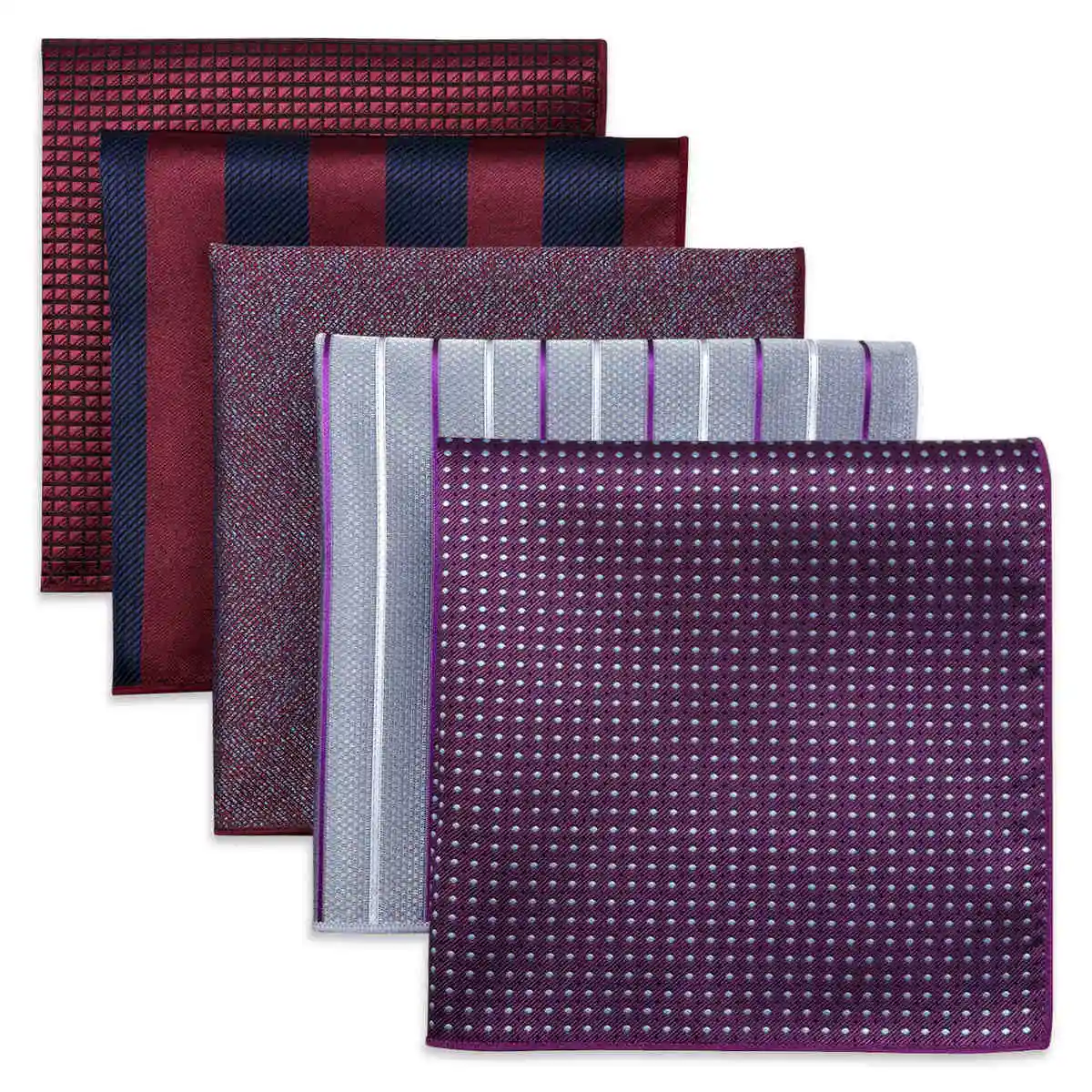 5 Pieces Mens Jacquard Pocket Square Set Multi Styles Handkerchief Suit Pocket Towel Hanky Vintage Business Accessories Gift
