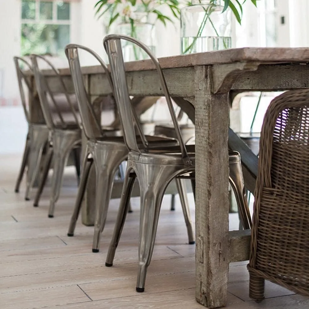 Iron Metal Dining Chairs Stackable Side Chairs Bar Chairs with Back Indoor/Outdoor Classic/Chic/Industrial