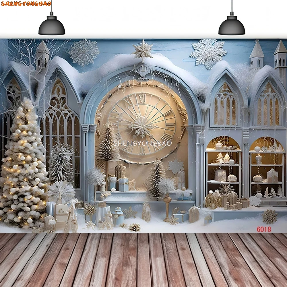Winter Wonderful Christmas Day Flower Wreath Photography Backdrops Props Indoor DecorationXmas Eve New Year Background RD-106