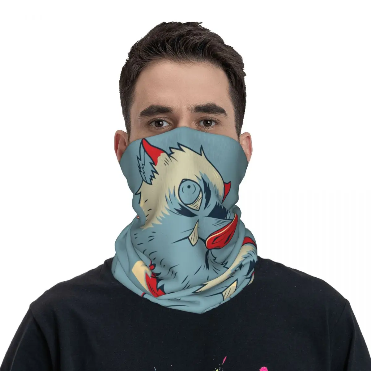 Blue Cartoon Face sciarpa fazzoletto da collo maschera per il viso in poliestere