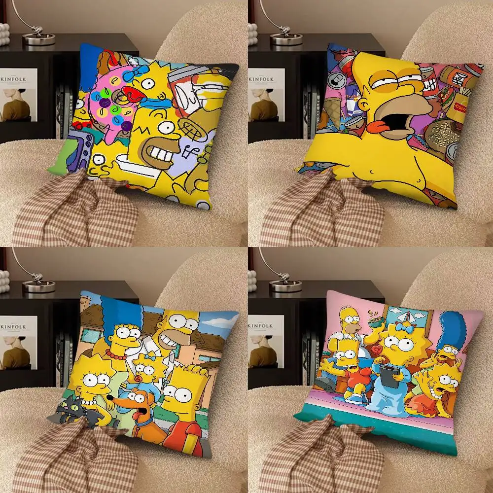 Cartoon The S-Simpsons Pillow Case Fashion Square Pillowcase Bedroom Sofa Room Ins Decoration Leisure