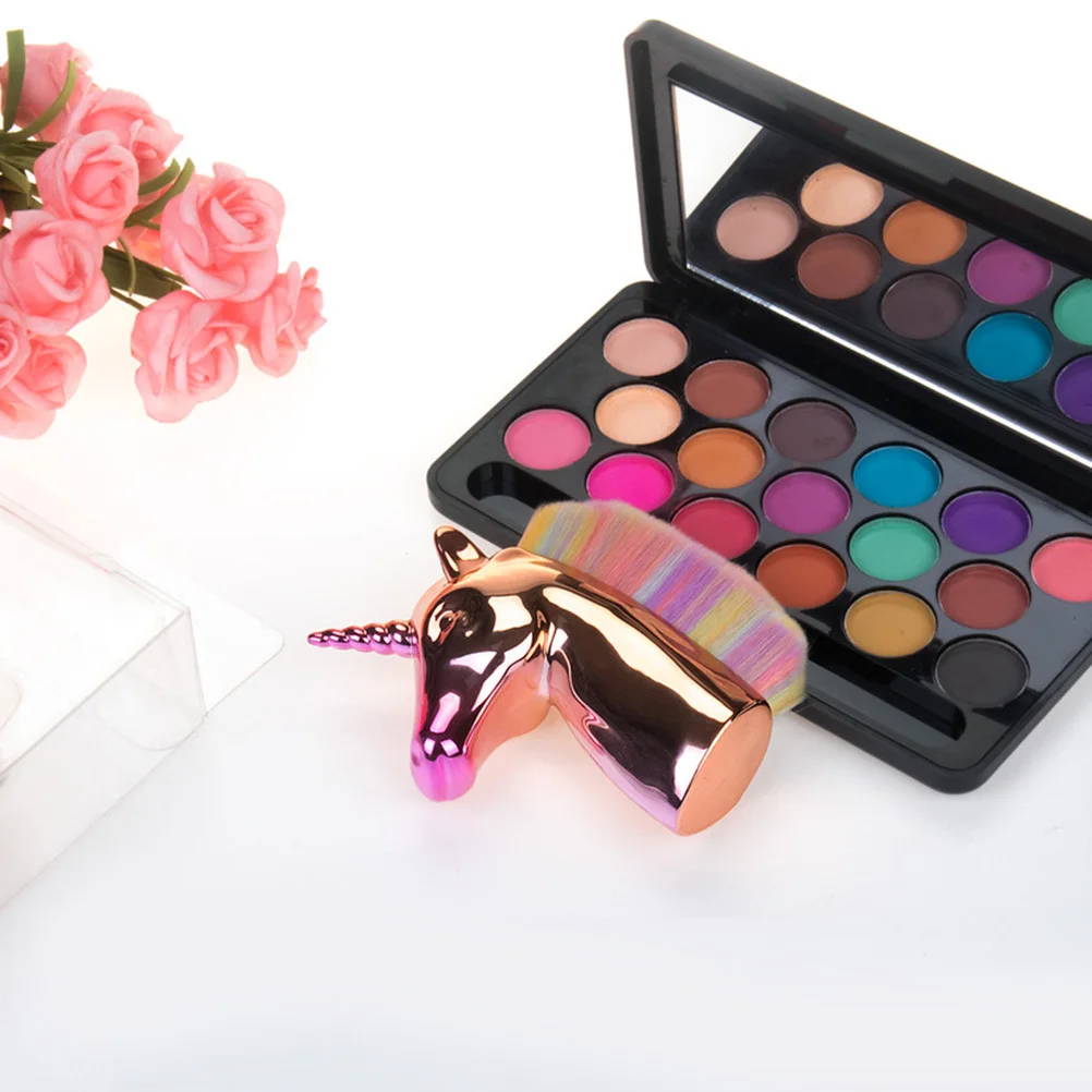 メイクアップレインボーカラーユニコーンハンドルブラシ女性用ツールパウダーブラシ美容アクセサリー