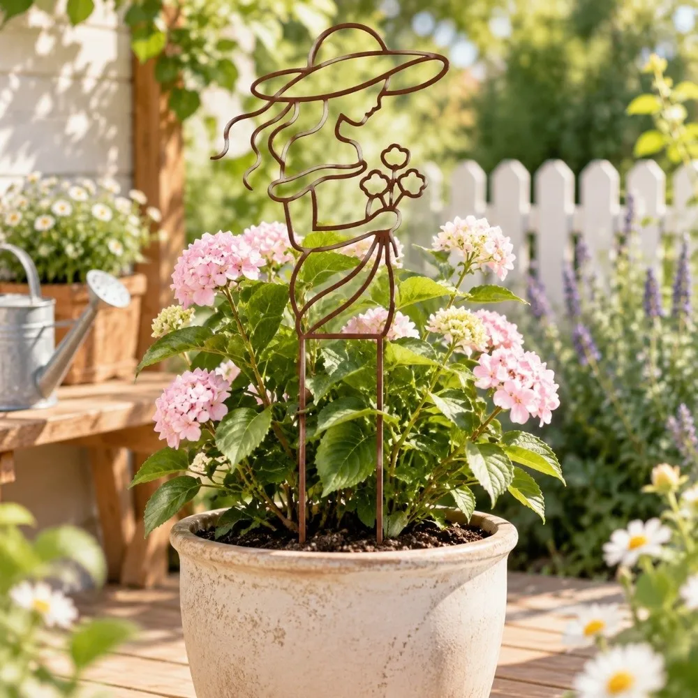 Iron Character Silhouette Plant Stand Strong Load Bearing Hollow Out Plant Fixed Frame Weather Resistance Plant Climbing Trellis