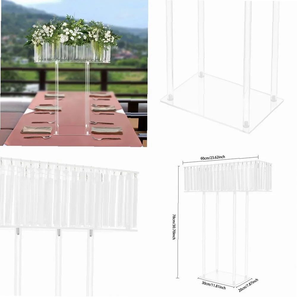

Crystal Flower Stand for Wedding Decor, 60cm Clear Floral Centerpiece Display Rack for Party