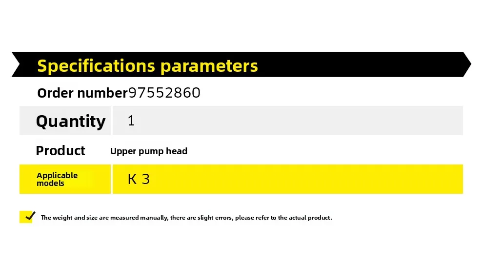 Suitable for the pump head on the KARCHER K3 high pressure washer car washing machine