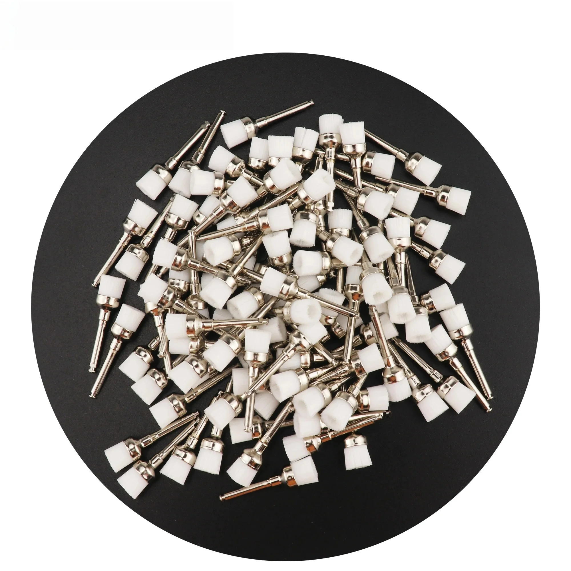 50 stücke/100 stücke Dental Nylon Polieren Pinsel Schüssel Form Zahnarzt Prophy Pinsel Prophylaxe Pinsel für Contra-Winkel handstück – Detail 5