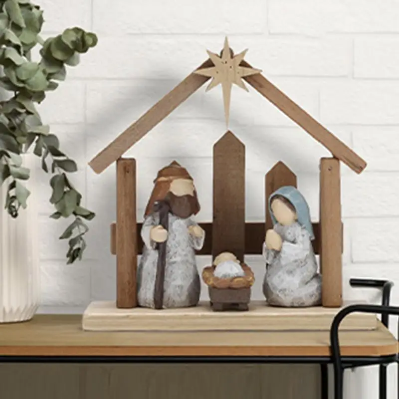 Nativity Scene Statues Jesus Birth Figurines Desk Ornament Christmas Nativity Religious Nativity Tabletop Holiday Figures
