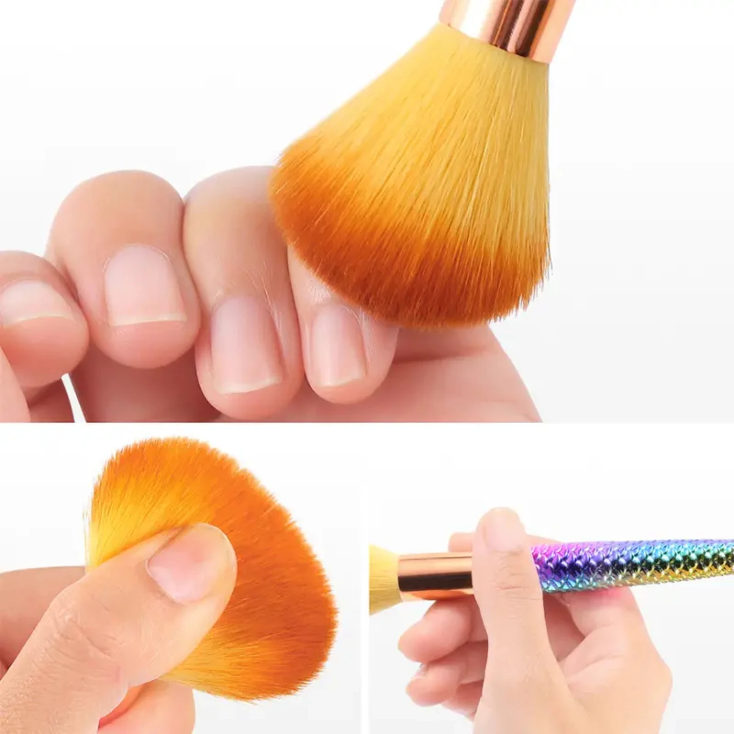 

High-Quality Professional Gradient Mermaid Color Nail Dust Brush Set for Flawless Blending and Soft Application of Makeup Produc