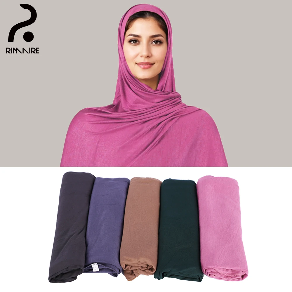 RIMAIRE Solid Modal Hijabs for Women Designer Soft Turban Headscarf High Quality Hijab Ladies Headband Shawl Wraps Headscarves