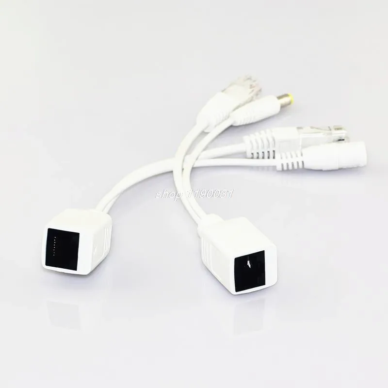 1 Pair 12v POE Splitter Adapter Accessories RJ45 Injector Kit Power Cable Camera Cctv Connector for Security Camera Cctv E4