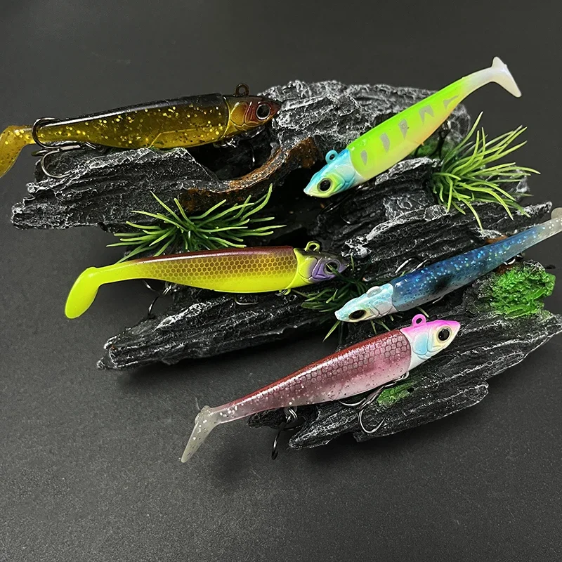 11cm/9cm T Tail Soft Lures with Leaded Head Saltwater for Megabass Perch Silicone Bait Long Shot Sinking Jigs Hook Fishing Lure