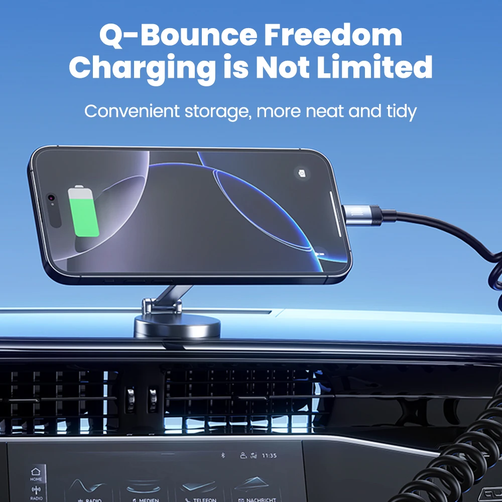 100W 5A USB Type C To USB C Spring Cable For iPhone 15 16 Pro Max Samsung Xiaomi Car Charger Cable 27W Type C To Lightning Cable