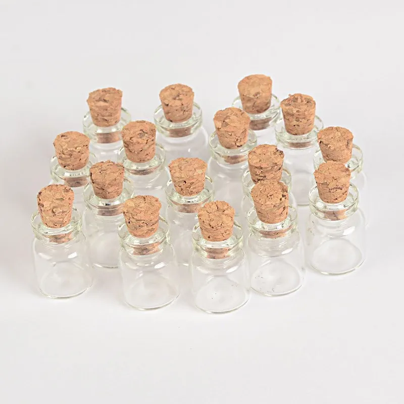 

400pcs 1ml 13x18mm Small Mini Clear Glass Bottles Jars with Cork Stoppers Tiny Vials for DIY Art Crafts Wedding Favors