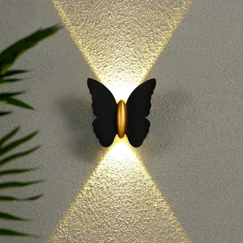 Wandleuchte Schmetterling Wandwaschlicht im Freien wasserdicht einfache moderne Treppe Gang Hof Balkon Hintergrund Dekor Leuchte