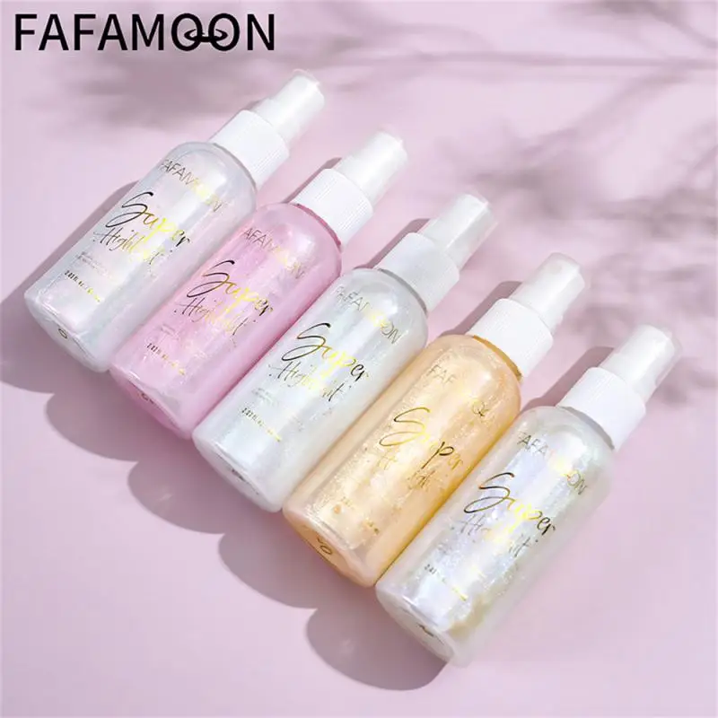 FAFAMOON Body Highlight Spray Fine Flash Glitter Powder Shimmer Spray Highlighter Luminous Stage Makeup Beauty Cosmetics