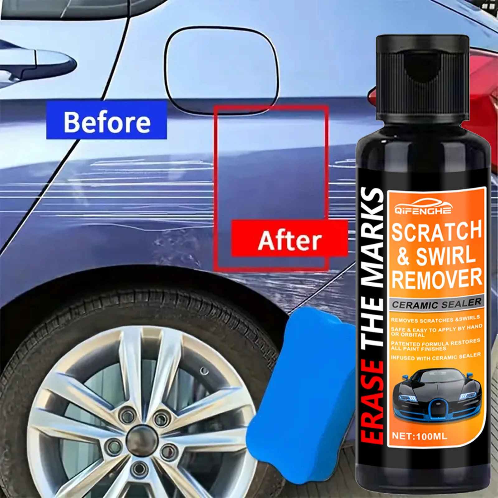 مجموعة معجون إصلاح الخدوش من الطين للسيارات - شمع خدش السيارة ومزيل دوامة نانو لإصلاح الخدوش العميق، ودقة سطح الطلاء