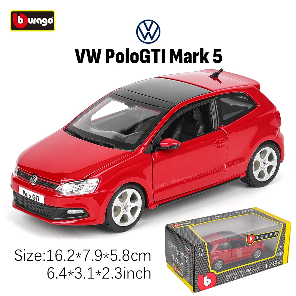 Bburago 1:24 Volkswagen POLO GTI MARK 5 Alloy Classic Car Model Die Cast Toy Collectible Gift