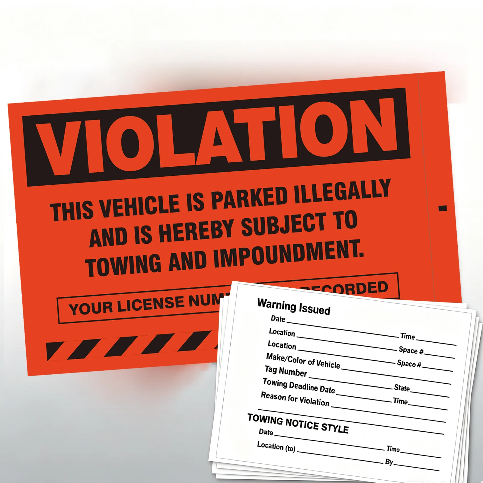 10 Sheets/Pack - 10.1*16.2Cm/4*6.38In Vehicle Violation Parking Tow Warning Stickers Fluorescent Red Violation Parking Warning Labels Vehicle Window Parking Stickers Eye-Catching Warning Labels Prank Stickers