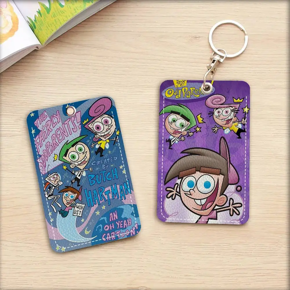 F-Fairly O-Oddparents Keychain With Access Card Holder, Bus Pass & Meal Card ID Bank Card Protective Case For Security